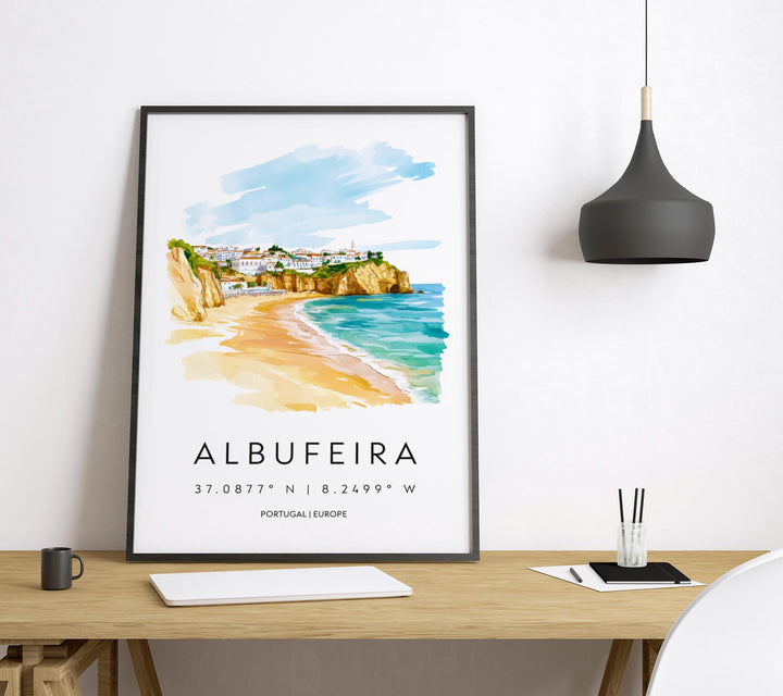 Albufeira Watercolor Poster Wall Art Albufeira Wall Decor Home Décor Albufeira Gift Portugal Art Lover Gift, Travel Souvenir Print