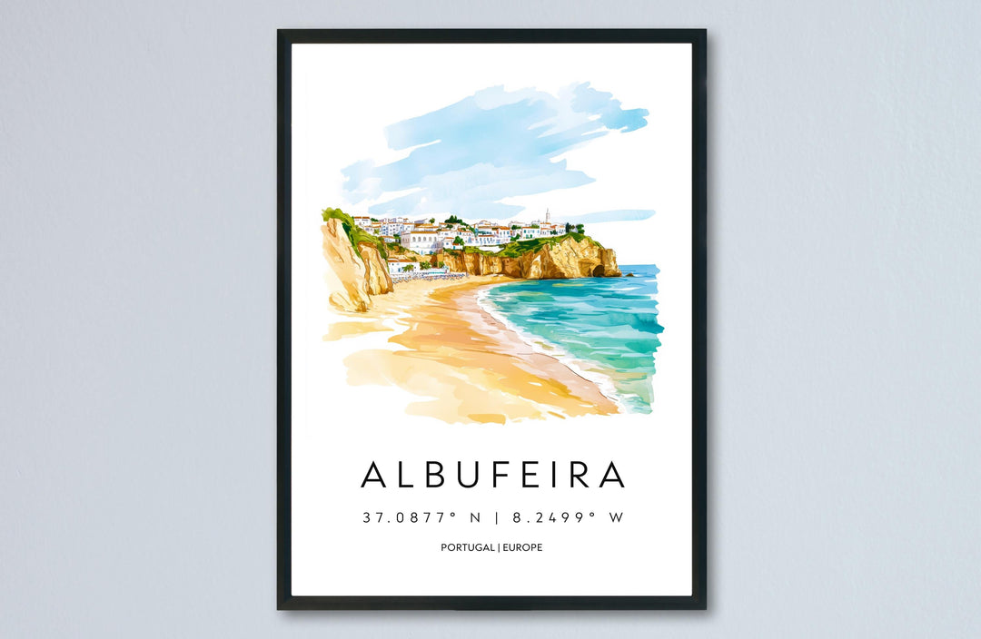 Albufeira Watercolor Poster Wall Art Albufeira Wall Decor Home Décor Albufeira Gift Portugal Art Lover Gift, Travel Souvenir Print