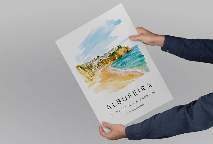 Albufeira Watercolor Poster Wall Art Albufeira Wall Decor Home Décor Albufeira Gift Portugal Art Lover Gift, Travel Souvenir Print