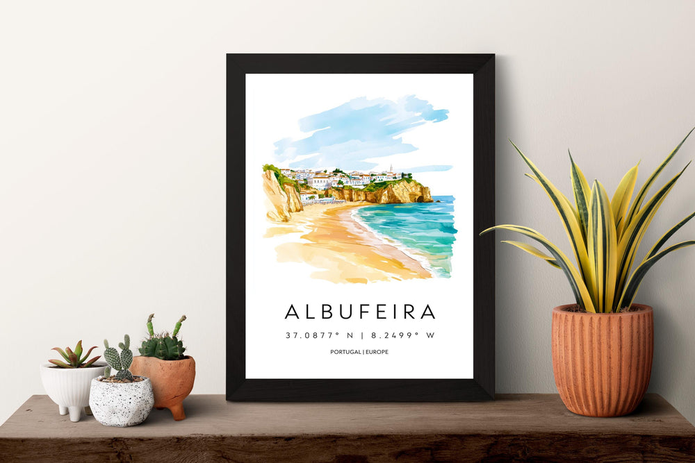 Albufeira Watercolor Poster Wall Art Albufeira Wall Decor Home Décor Albufeira Gift Portugal Art Lover Gift, Travel Souvenir Print