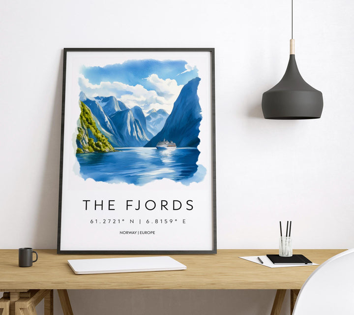 The Fjords Watercolor Poster Wall Art Fjords Wall Decor Home Décor The Fjords Gift Norway Art Lover Gift, Travel Souvenir Print