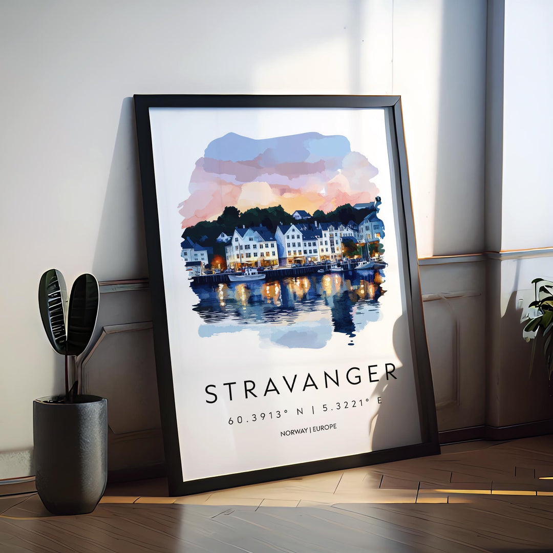 Stavanger Watercolor Poster Wall Art Stavanger Wall Decor Home Décor Stavanger Gift Norway Art Lover Gift, Travel Souvenir Print