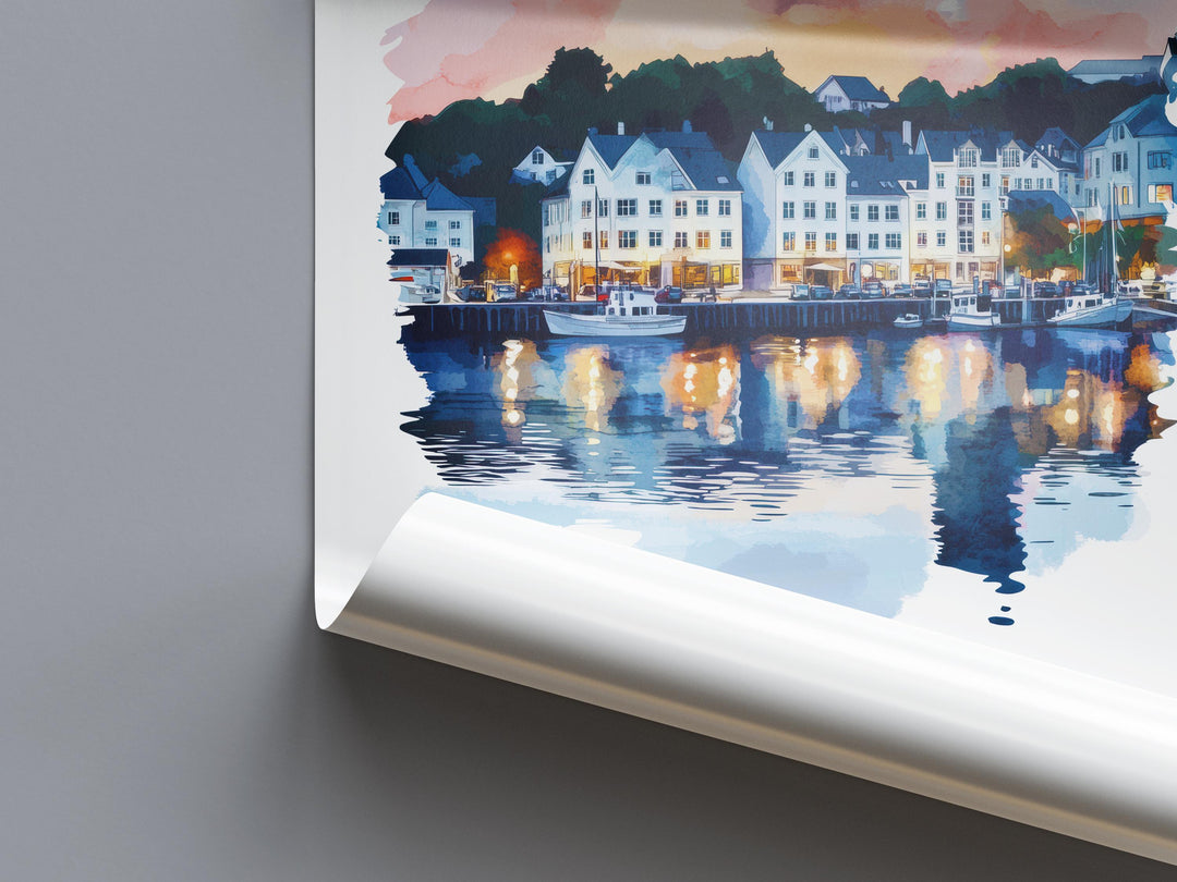 Stavanger Watercolor Poster Wall Art Stavanger Wall Decor Home Décor Stavanger Gift Norway Art Lover Gift, Travel Souvenir Print