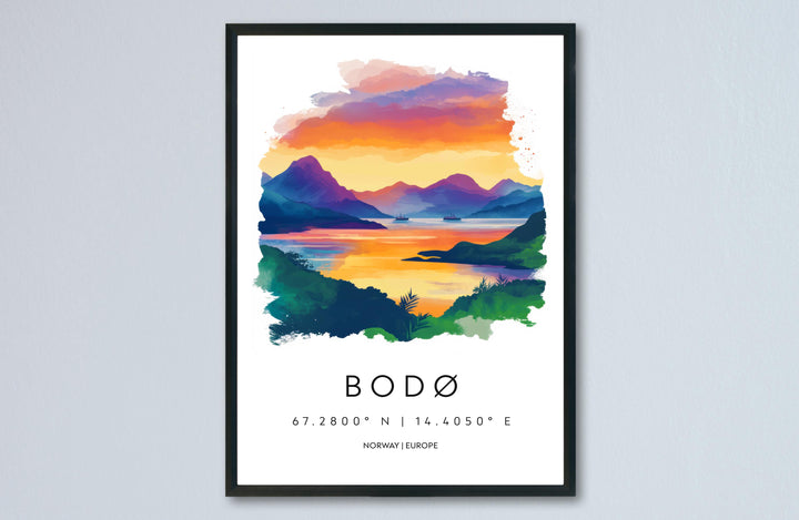 Bodø Watercolor Poster Wall Art Bodø Wall Decor Home Décor Bodø Gift Norway Art Lover Gift, Travel Souvenir Print