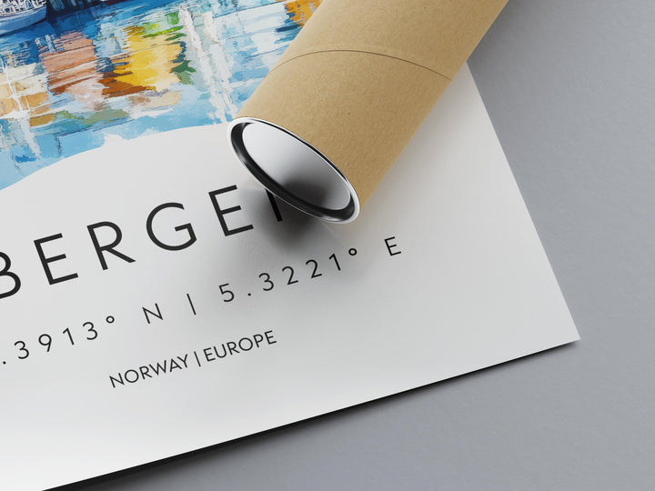 Bergen Watercolor Poster Wall Art Bergen Wall Decor Home Décor Bergen Gift Norway Art Lover Gift, Travel Souvenir Print