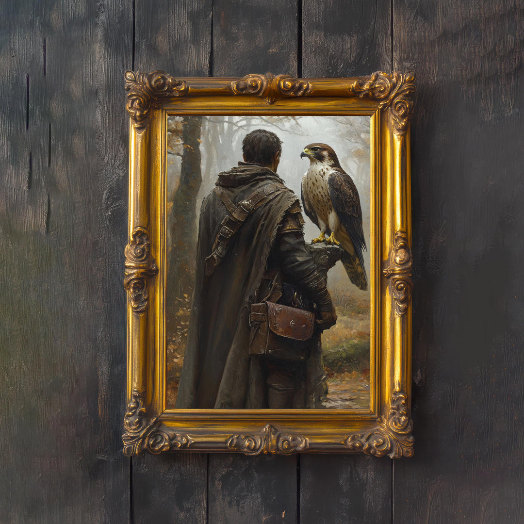 Falconers Companion Cottagecore Print Poster Vintage Nature Art Dark Academia Wall Decor Antique Illustration Enchanted Woodland Cottagecore