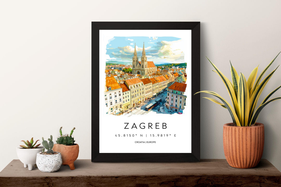 Zagreb Watercolor Poster Wall Art Zagreb Wall Decor Home Décor Zagreb Gift Croatia Art Lover Gift, Travel Souvenir Print