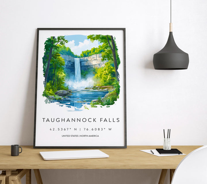 Taughannock Falls Watercolor Poster Wall Art Taughannock Decor Home Décor Taughannock Falls Gift USA Art Lover Gift, Travel Print