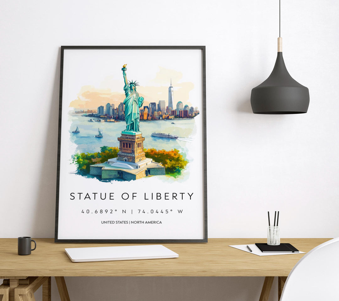 Statue of Liberty Watercolor Poster Wall Art Statue of Liberty Wall Decor Home Décor Statue of Liberty Gift USA Art Lover Gift, Travel Print