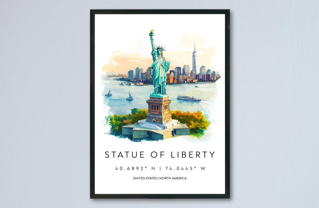 Statue of Liberty Watercolor Poster Wall Art Statue of Liberty Wall Decor Home Décor Statue of Liberty Gift USA Art Lover Gift, Travel Print