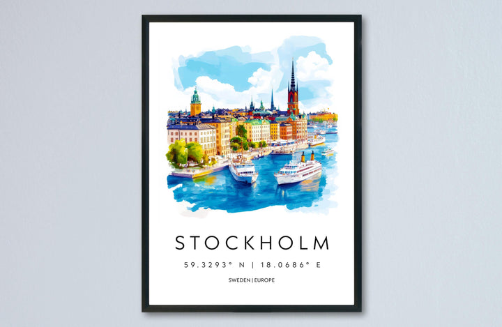 Stockholm Watercolor Poster Wall Art Stockholm Wall Hanging Home Décor Stockholm Gift Art Lovers Sweden Art Lover Gift
