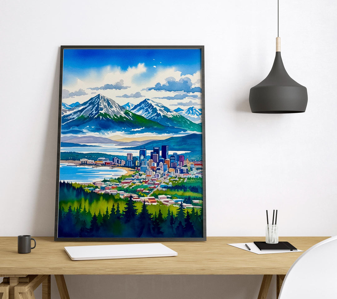 Anchorage watercolor poster Wall Art Anchorage Wall Hanging Home Décor Anchorage Gift Art Lovers Alaska Art Lover Gift Alaska wall art