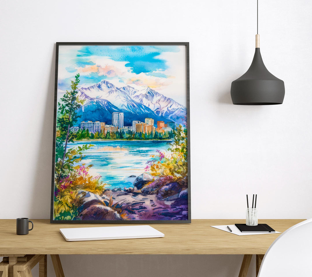 Anchorage watercolor poster Wall Art Anchorage Wall Hanging Home Décor Anchorage Gift Art Lovers Alaska Art Lover Gift Alaska wall art