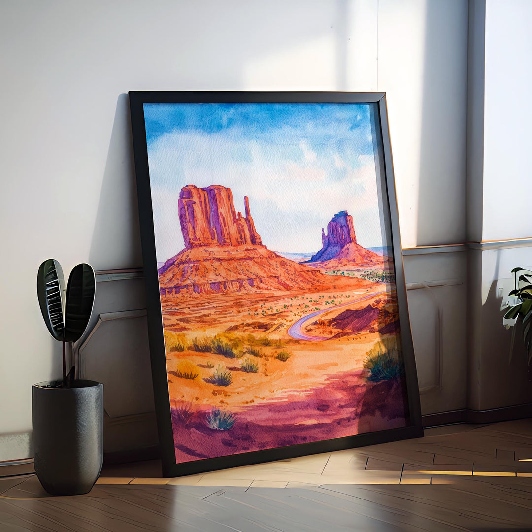 Monument Valley watercolor poster Wall Art Monument Valley Wall Hanging Home Décor Monument Valley Gift Art Lovers Arizona Art Lover Gift