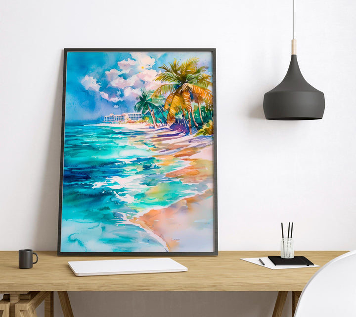 Cancun watercolor poster Wall Art Cancun Wall Hanging Home Décor Cancun Gift Art Lovers Mexico Art Lover Gift Mexico wall art