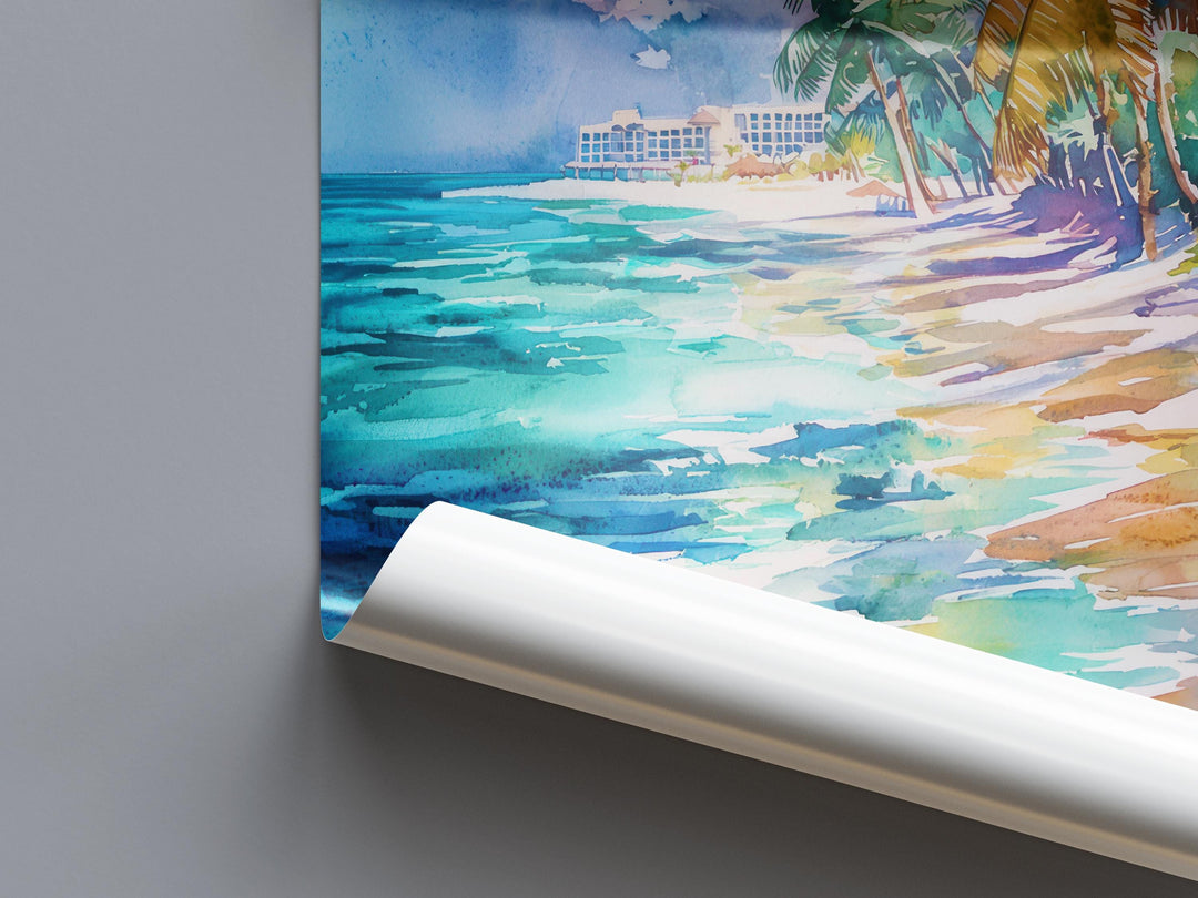 Cancun watercolor poster Wall Art Cancun Wall Hanging Home Décor Cancun Gift Art Lovers Mexico Art Lover Gift Mexico wall art