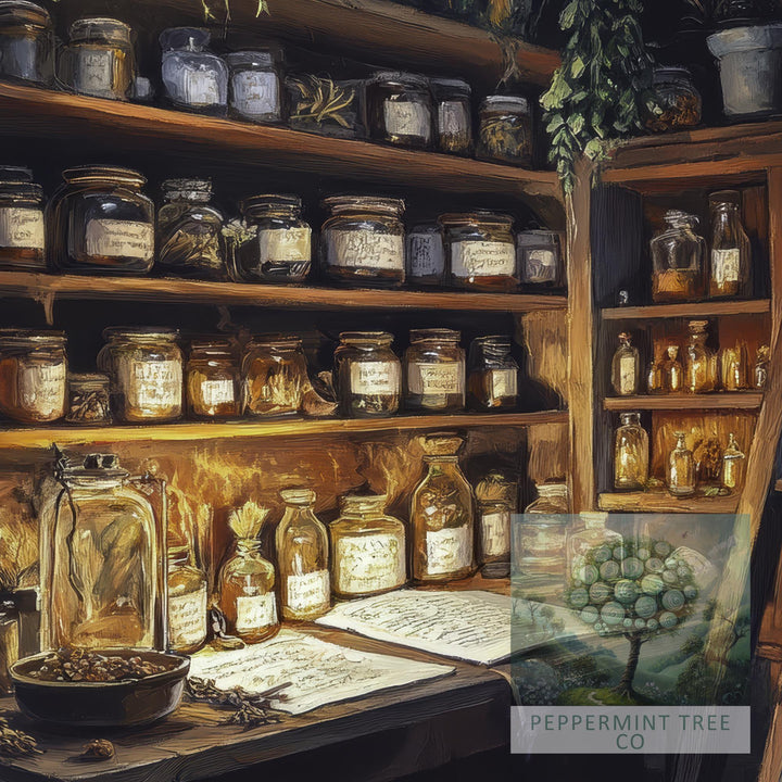 Wizard's Apothecary Cottage Print: Vintage Magical Art