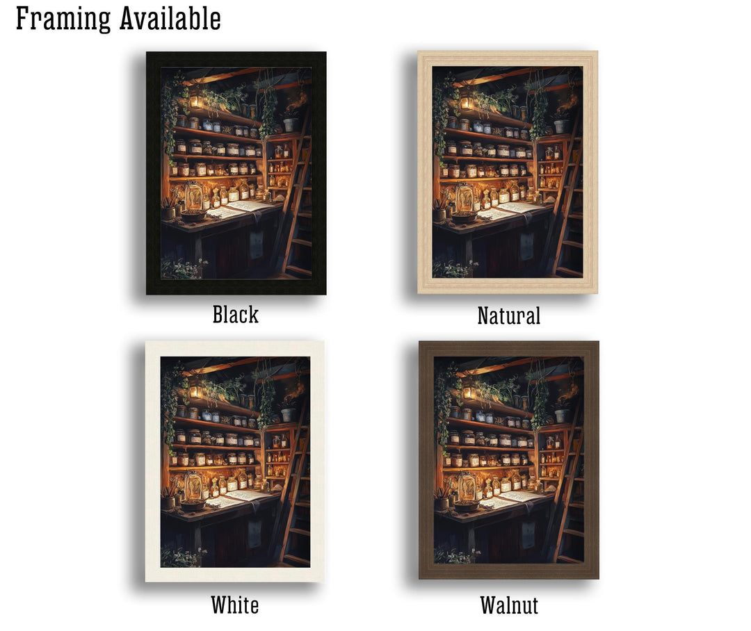 Wizard's Apothecary Cottage Print: Vintage Magical Art