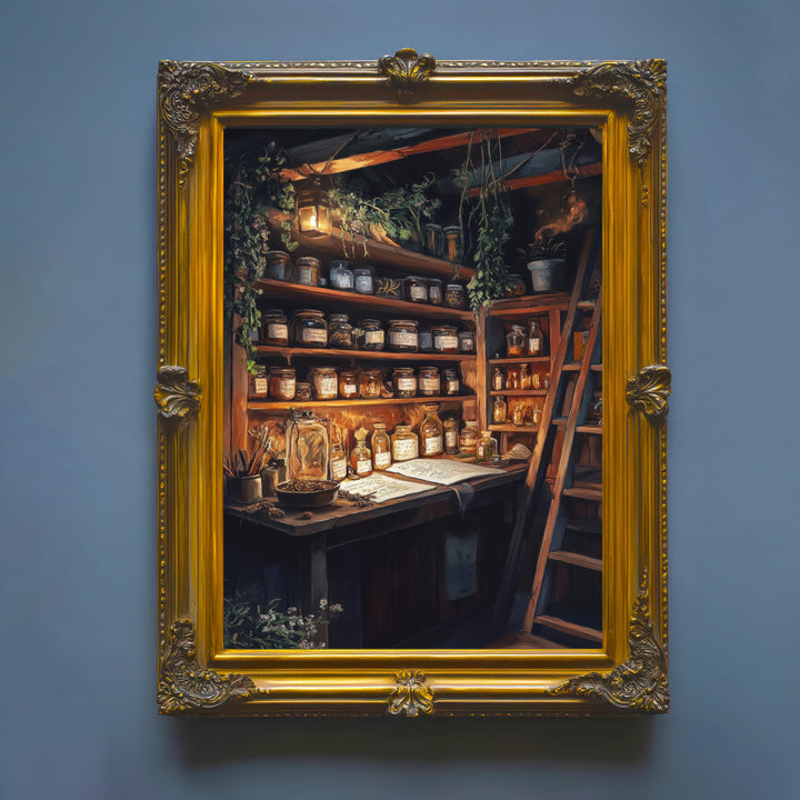 Wizard's Apothecary Cottage Print: Vintage Magical Art