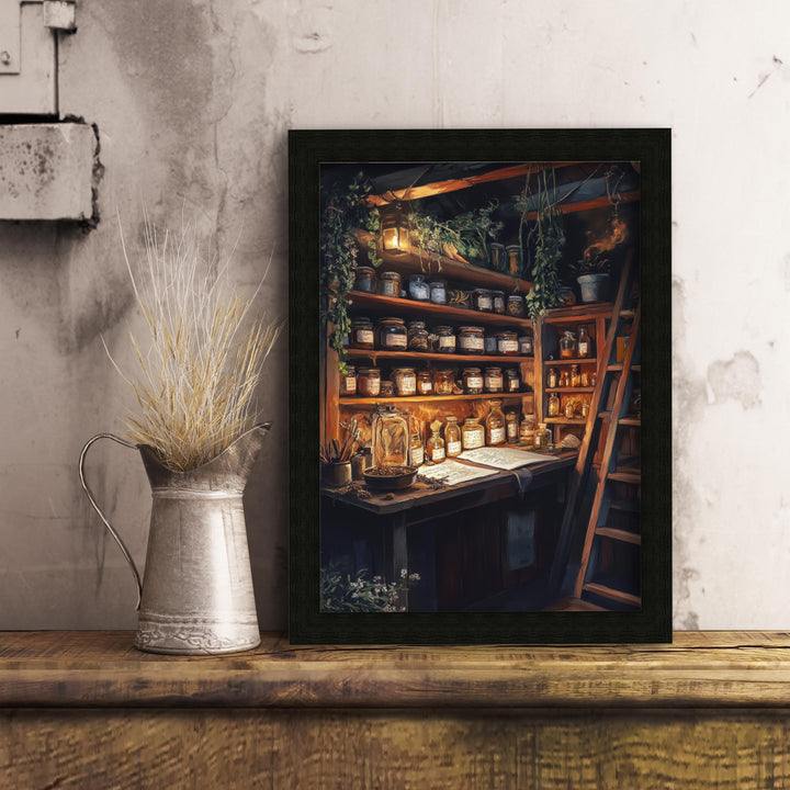 Wizard's Apothecary Cottage Print: Vintage Magical Art