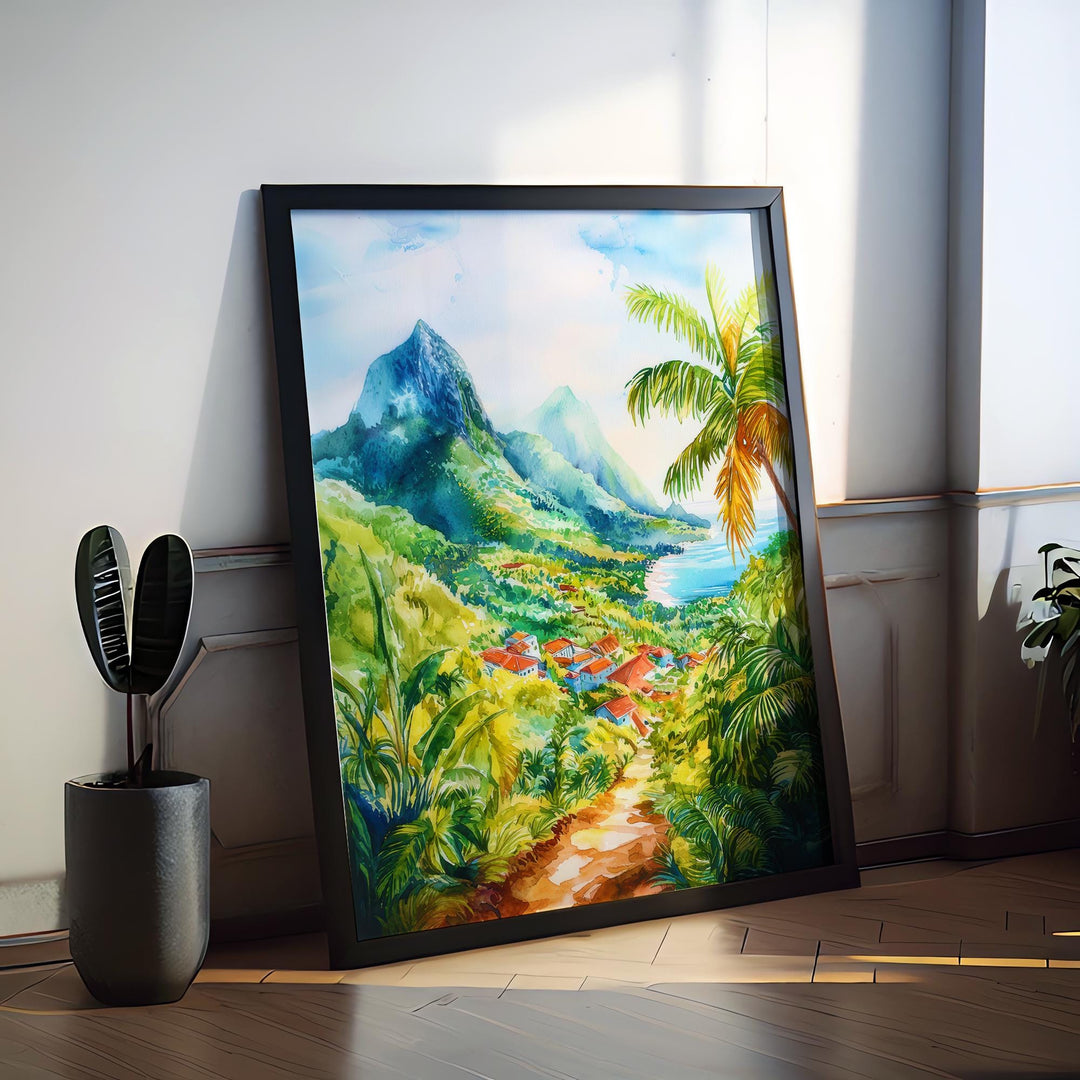 Guadeloupe watercolor poster Wall Art Guadeloupe Wall Hanging Home Décor Guadeloupe Gift Art Lovers France Art Lover Gift Guadeloupe art