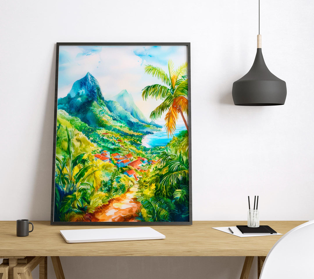 Guadeloupe watercolor poster Wall Art Guadeloupe Wall Hanging Home Décor Guadeloupe Gift Art Lovers France Art Lover Gift Guadeloupe art