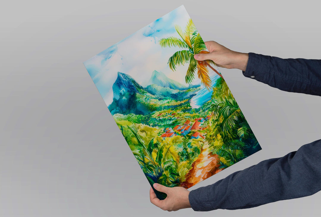 Guadeloupe watercolor poster Wall Art Guadeloupe Wall Hanging Home Décor Guadeloupe Gift Art Lovers France Art Lover Gift Guadeloupe art