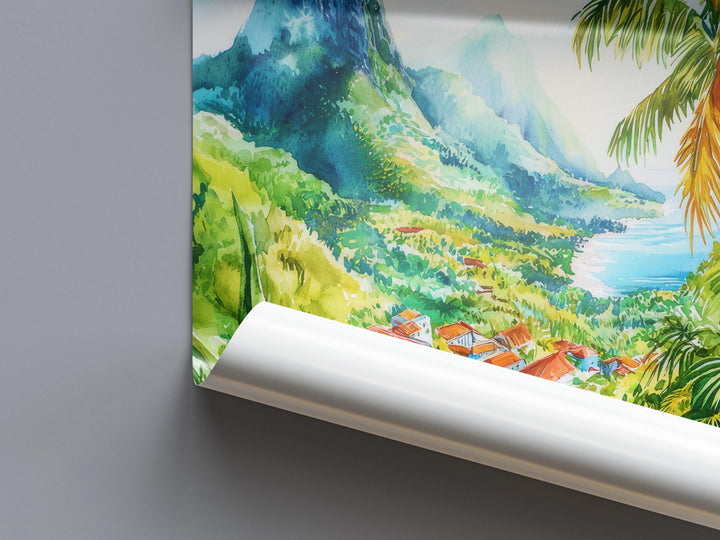 Guadeloupe watercolor poster Wall Art Guadeloupe Wall Hanging Home Décor Guadeloupe Gift Art Lovers France Art Lover Gift Guadeloupe art