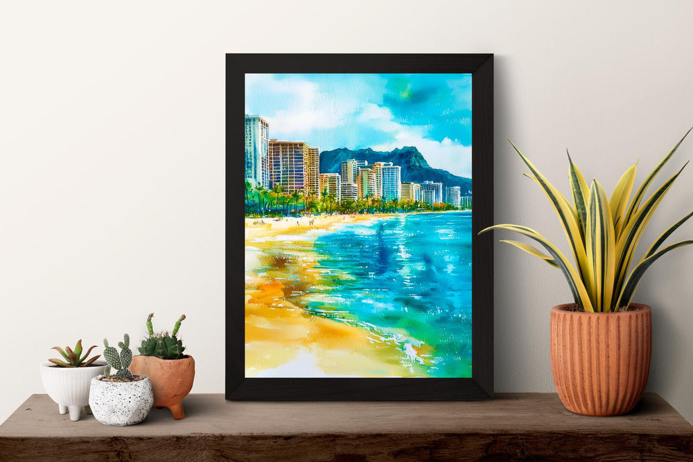 Honolulu watercolor poster Wall Art Honolulu Wall Hanging Home Décor Honolulu Gift Art Lovers Hawaii Art Lover Gift Hawaii wall art