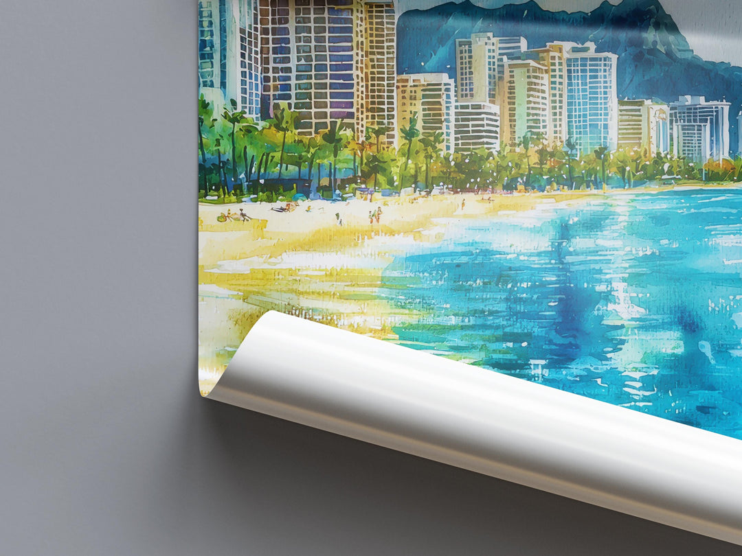 Honolulu watercolor poster Wall Art Honolulu Wall Hanging Home Décor Honolulu Gift Art Lovers Hawaii Art Lover Gift Hawaii wall art