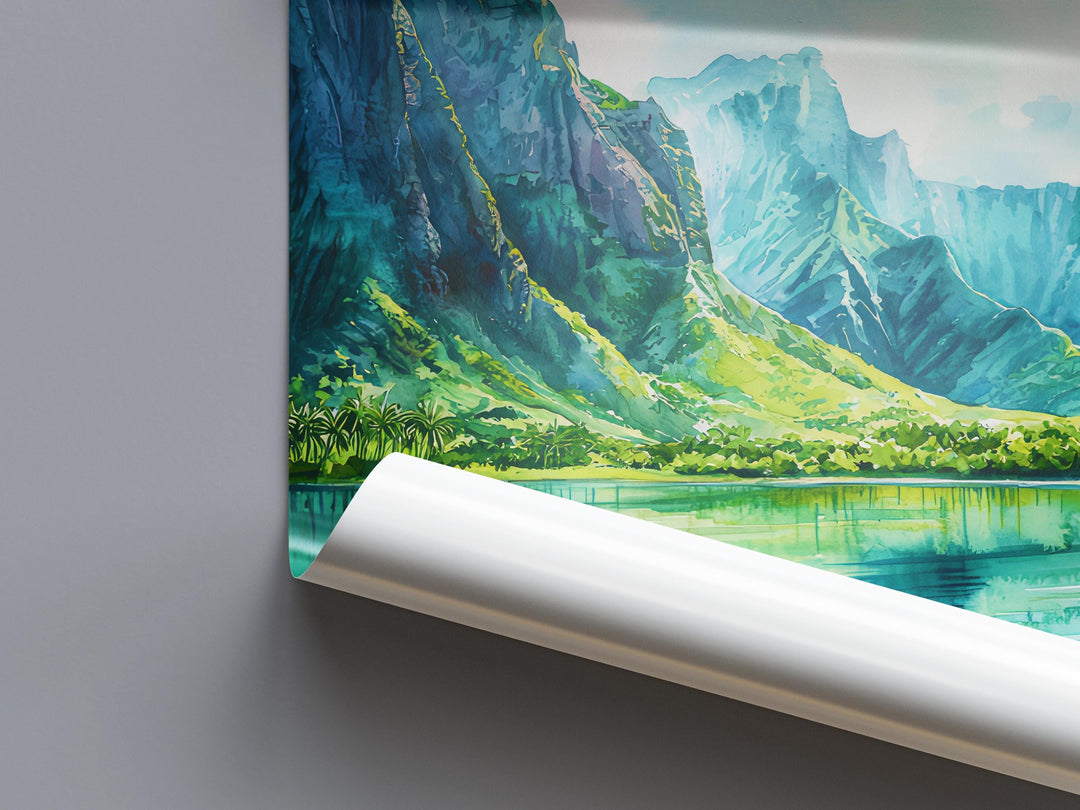Kualoa Ranch watercolor poster Wall Art Kualoa Ranch Wall Hanging Home Décor Kualoa Ranch Gift Art Lovers Hawaii Art Lover Gift Hawaii Art