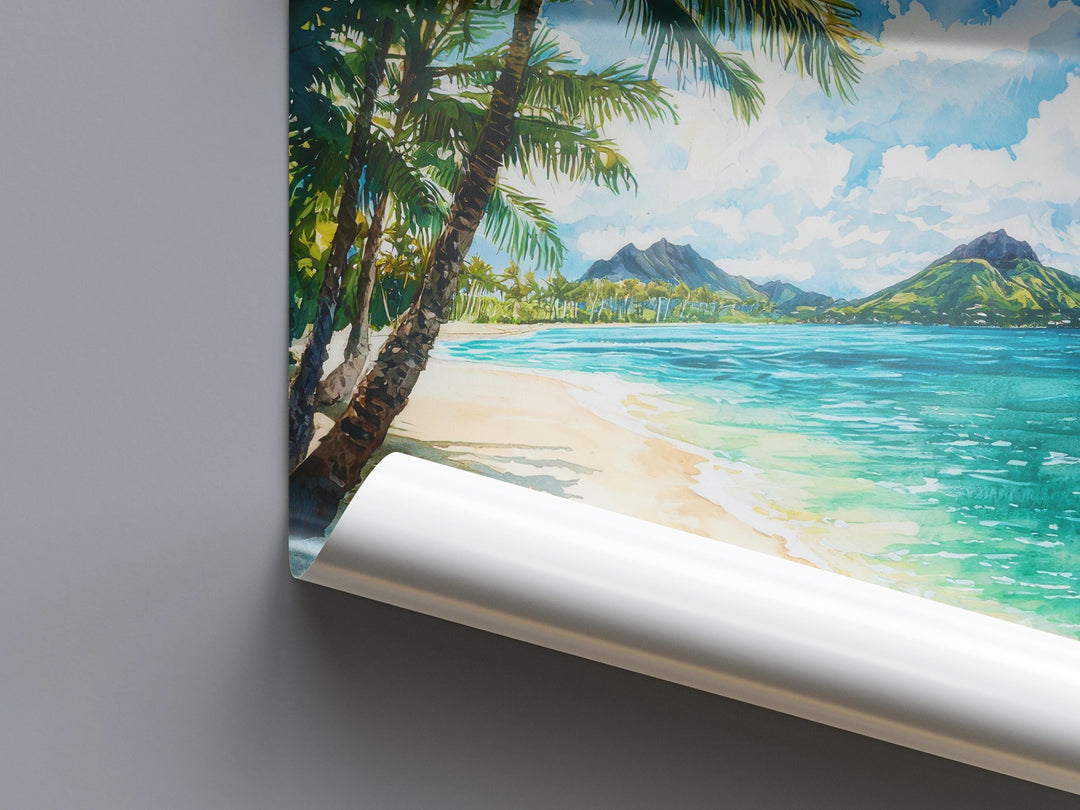 Lanikai Beach watercolor poster Wall Art Lanikai Beach Wall Hanging Home Décor Lanikai Beach Gift Art Lovers Hawaii Art Lover Gift Hawaii