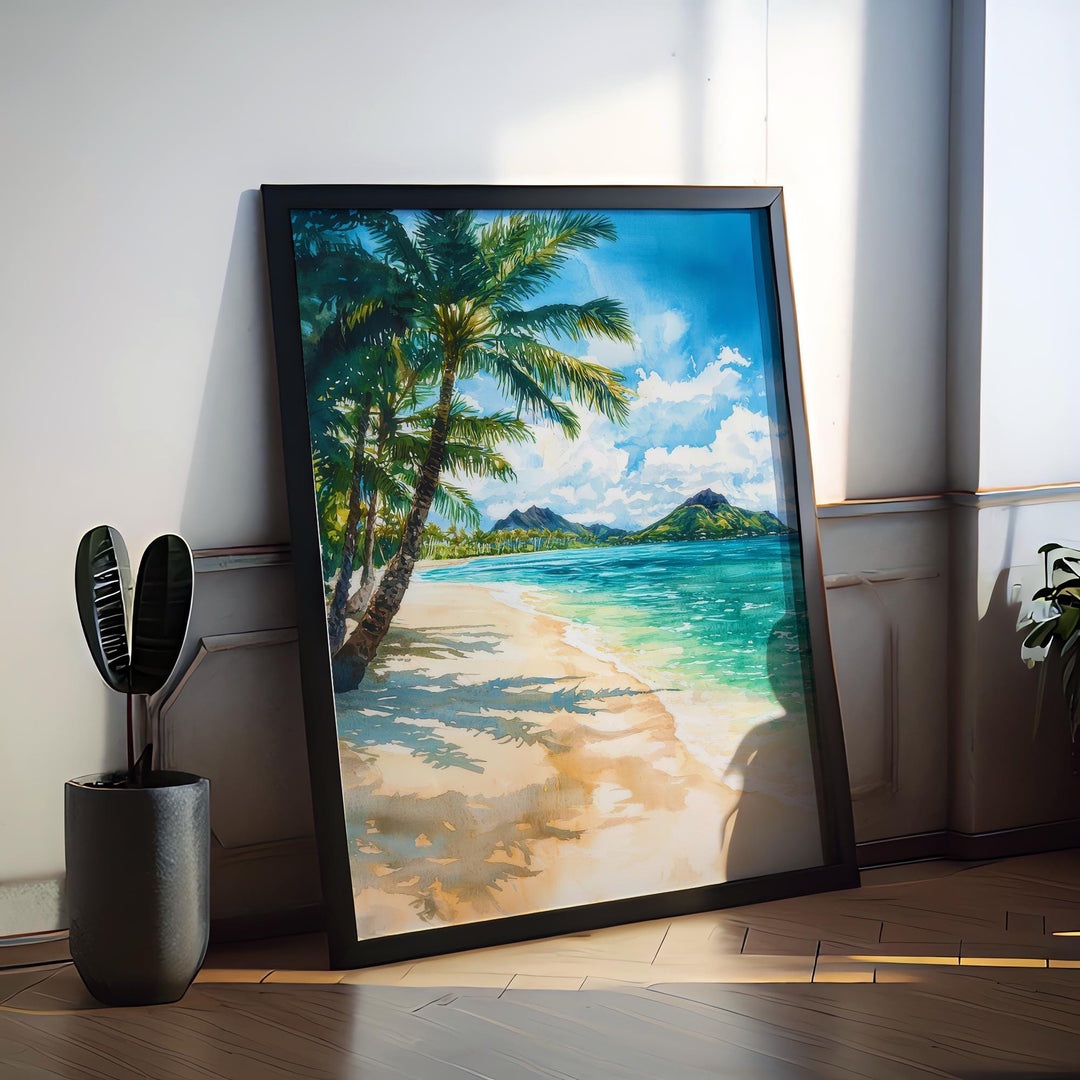 Lanikai Beach watercolor poster Wall Art Lanikai Beach Wall Hanging Home Décor Lanikai Beach Gift Art Lovers Hawaii Art Lover Gift Hawaii