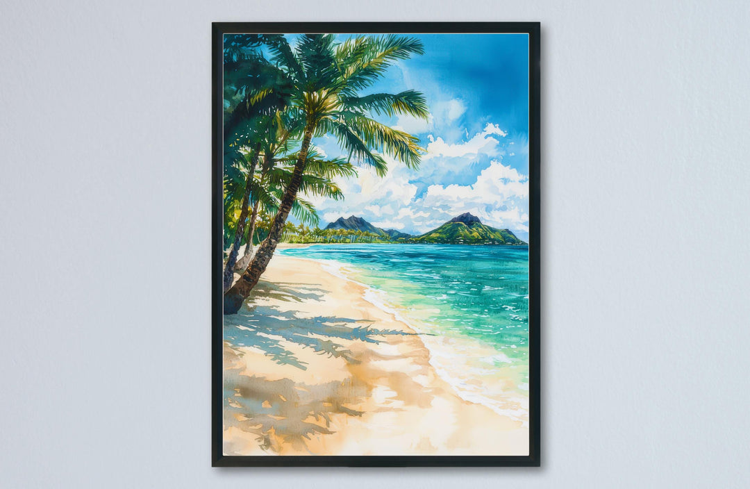 Lanikai Beach watercolor poster Wall Art Lanikai Beach Wall Hanging Home Décor Lanikai Beach Gift Art Lovers Hawaii Art Lover Gift Hawaii