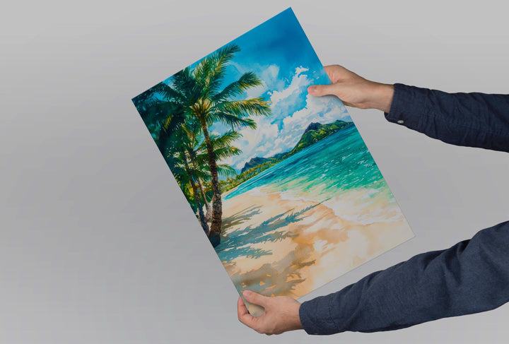Lanikai Beach watercolor poster Wall Art Lanikai Beach Wall Hanging Home Décor Lanikai Beach Gift Art Lovers Hawaii Art Lover Gift Hawaii