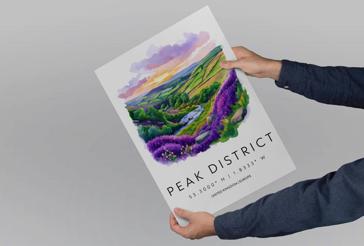 Peak District Watercolor Poster Wall Art Peak District Decor Home Décor Peak District Gift UK Art Lover Gift, Travel Souvenir Print