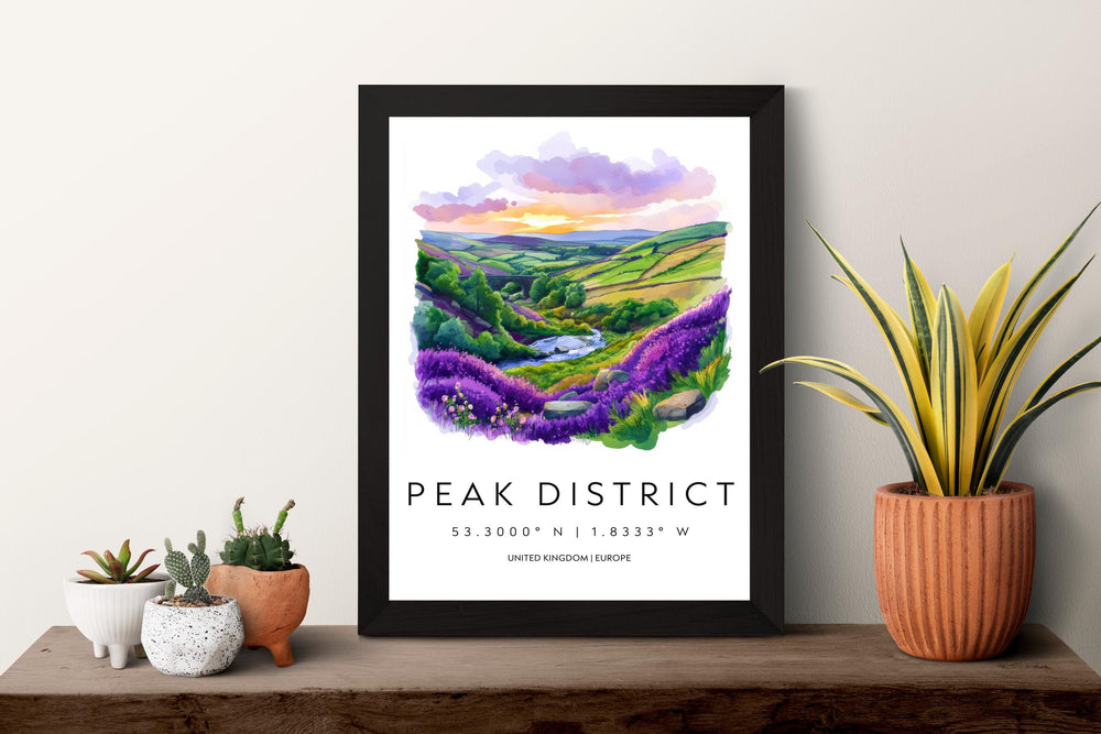 Peak District Watercolor Poster Wall Art Peak District Decor Home Décor Peak District Gift UK Art Lover Gift, Travel Souvenir Print