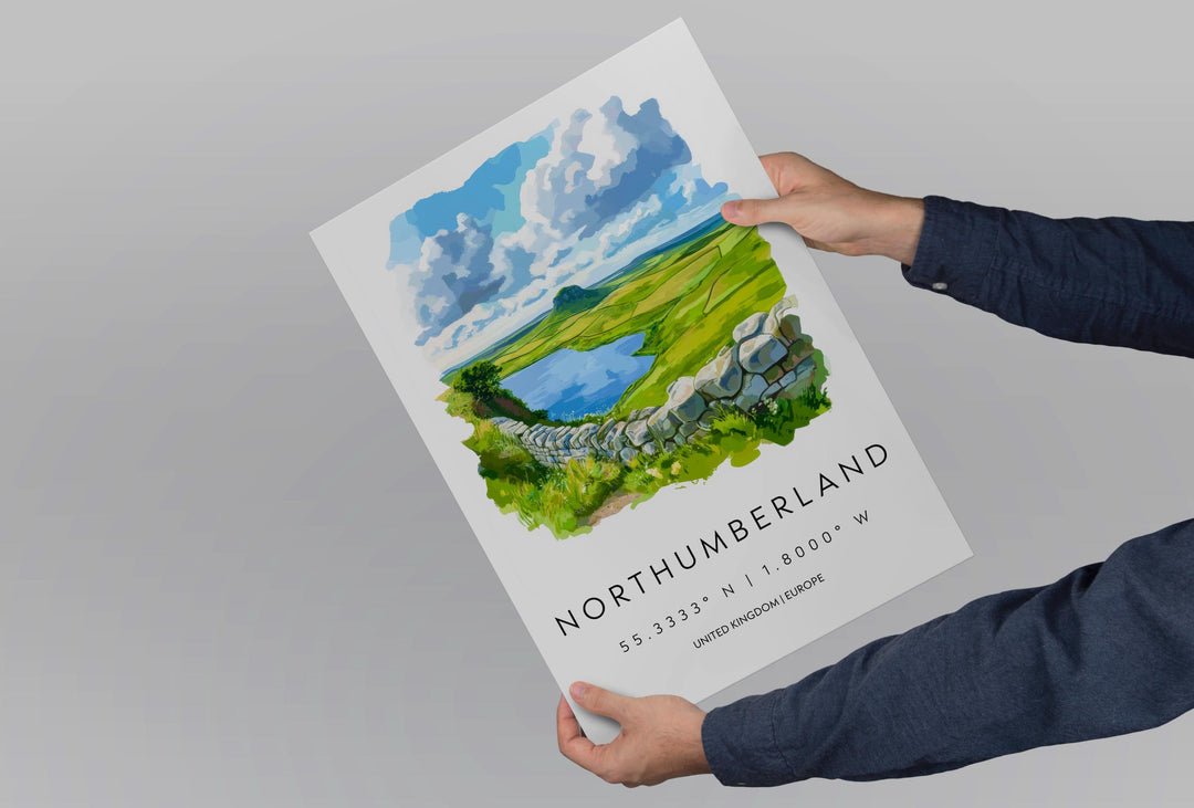 Northumberland Watercolor Poster Wall Art Northumberland Decor Home Décor Northumberland Gift UK Art Lover Gift, Travel Souvenir Print