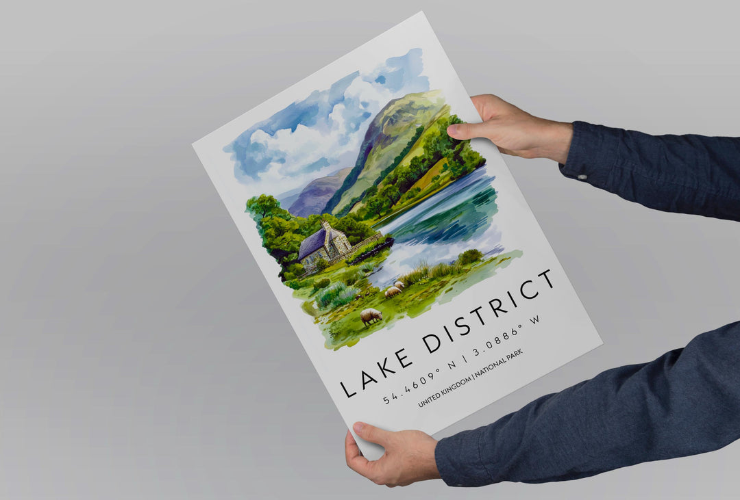 Lake District Watercolor Poster Wall Art Lake District Decor Home Décor Lake District Gift UK Art Lover Gift, Travel Souvenir Print