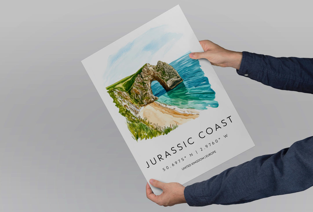 Jurassic Coast Watercolor Poster Wall Art Jurassic Coast Decor Home Décor Jurassic Coast Gift UK Art Lover Gift, Travel Souvenir Print