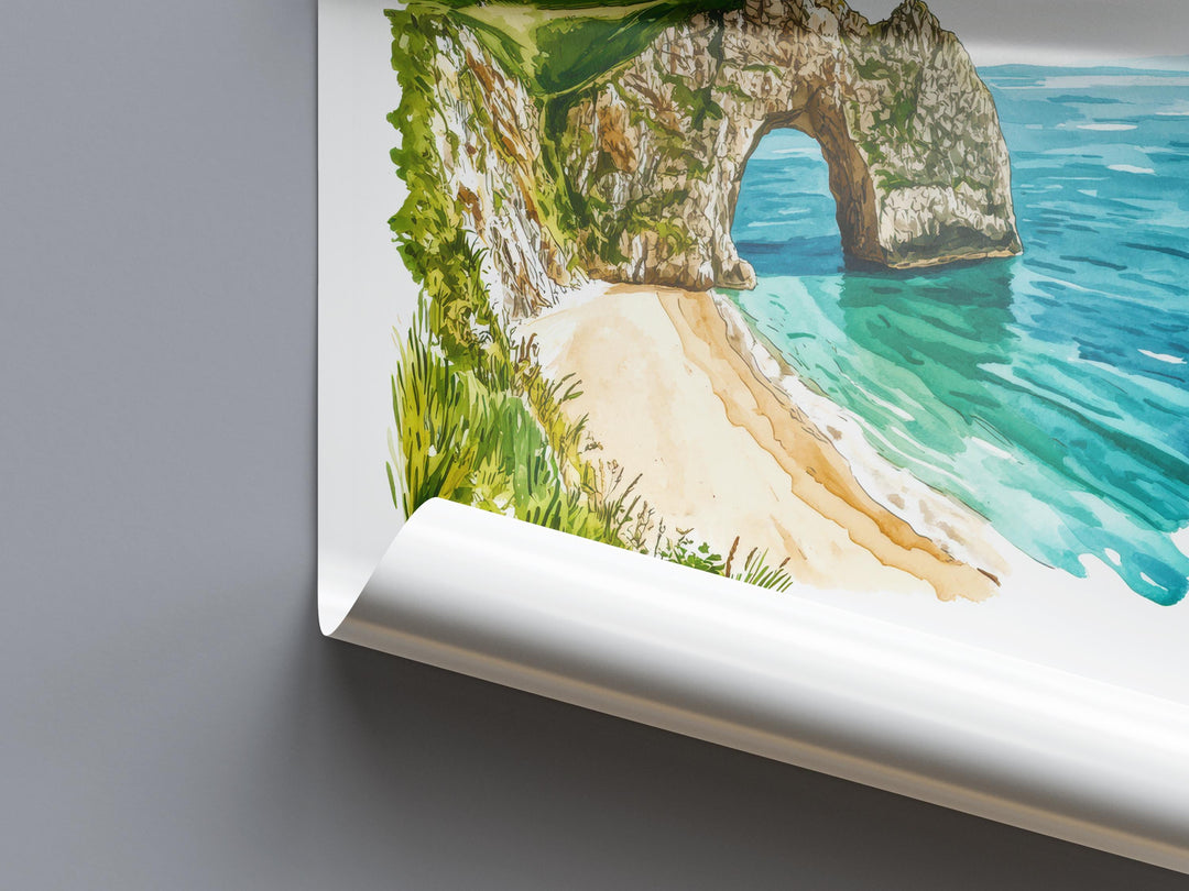 Jurassic Coast Watercolor Poster Wall Art Jurassic Coast Decor Home Décor Jurassic Coast Gift UK Art Lover Gift, Travel Souvenir Print