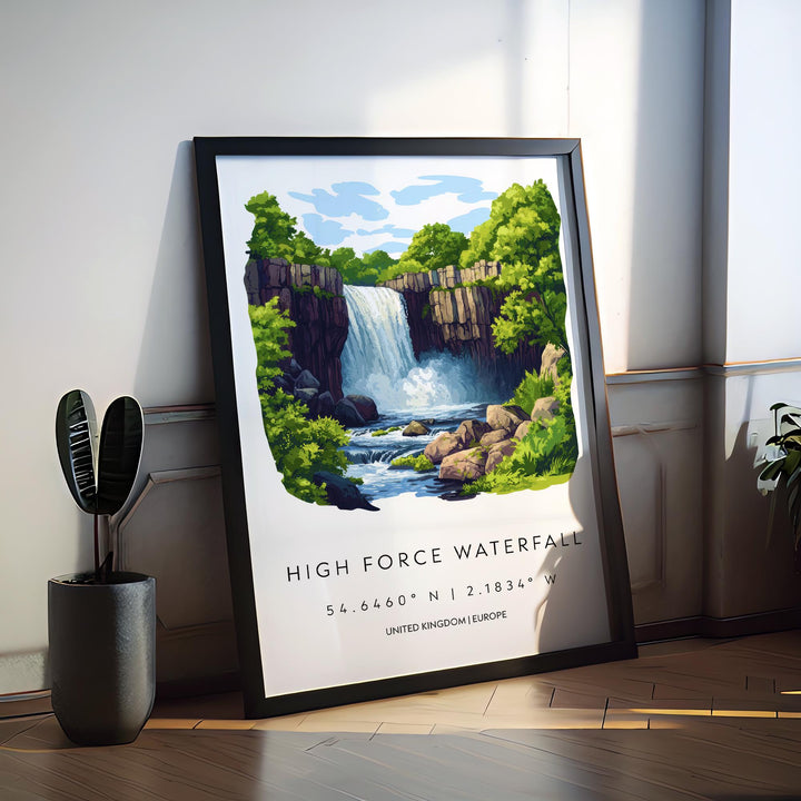 High Force Waterfall Watercolor Poster Art High Force Decor Home Décor High Force Gift UK Art Lover Gift, Travel Print