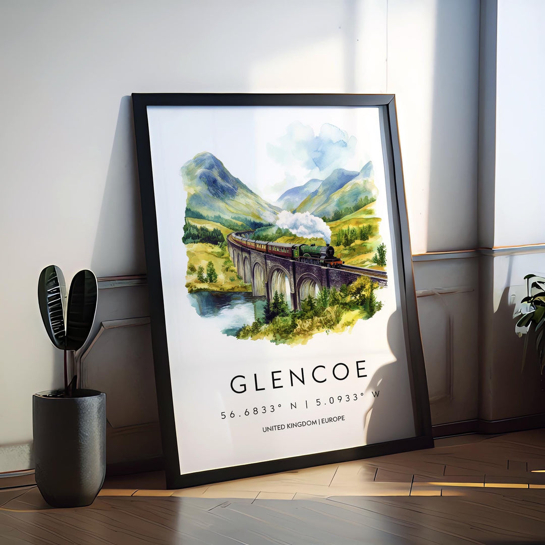 Glencoe Watercolor Poster Wall Art Glencoe Wall Hanging Home Décor Glencoe Gift Art Lovers Scotland Art Lover Gift