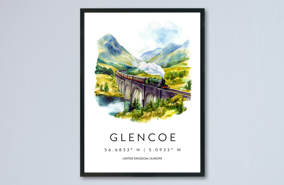 Glencoe Watercolor Poster Wall Art Glencoe Wall Hanging Home Décor Glencoe Gift Art Lovers Scotland Art Lover Gift