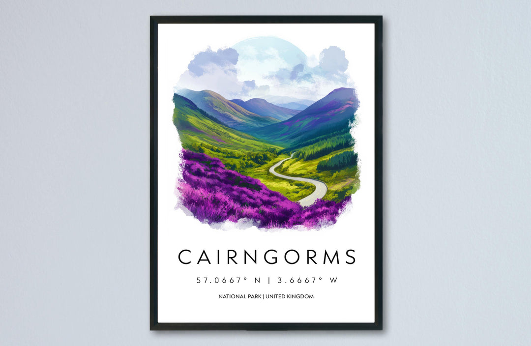Cairngorms NP Watercolor Poster Wall Art Cairngorms Decor Home Décor Cairngorms Gift UK Art Lover Gift, Travel Souvenir Print