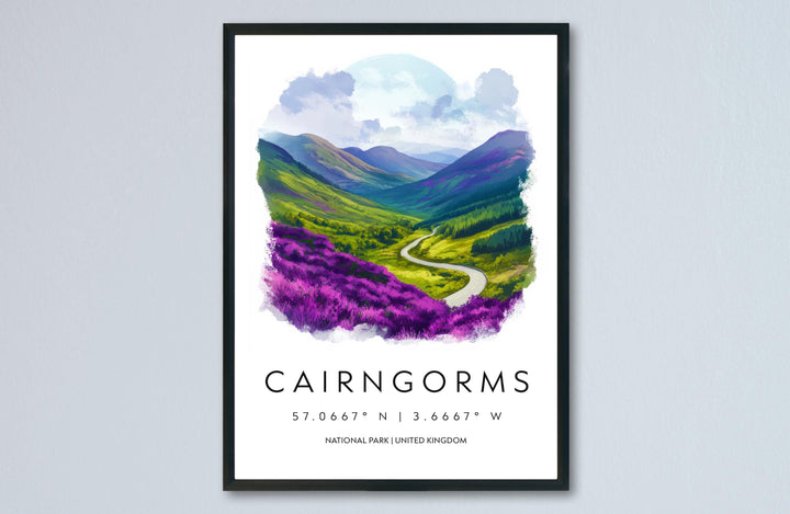 Cairngorms NP Watercolor Poster Wall Art Cairngorms Decor Home Décor Cairngorms Gift UK Art Lover Gift, Travel Souvenir Print
