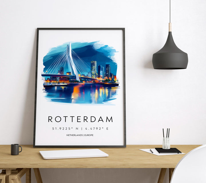 Rotterdam Watercolor Poster Wall Art Rotterdam Wall Decor Home Décor Rotterdam Gift Netherlands Art Lover Gift, Travel Souvenir Print