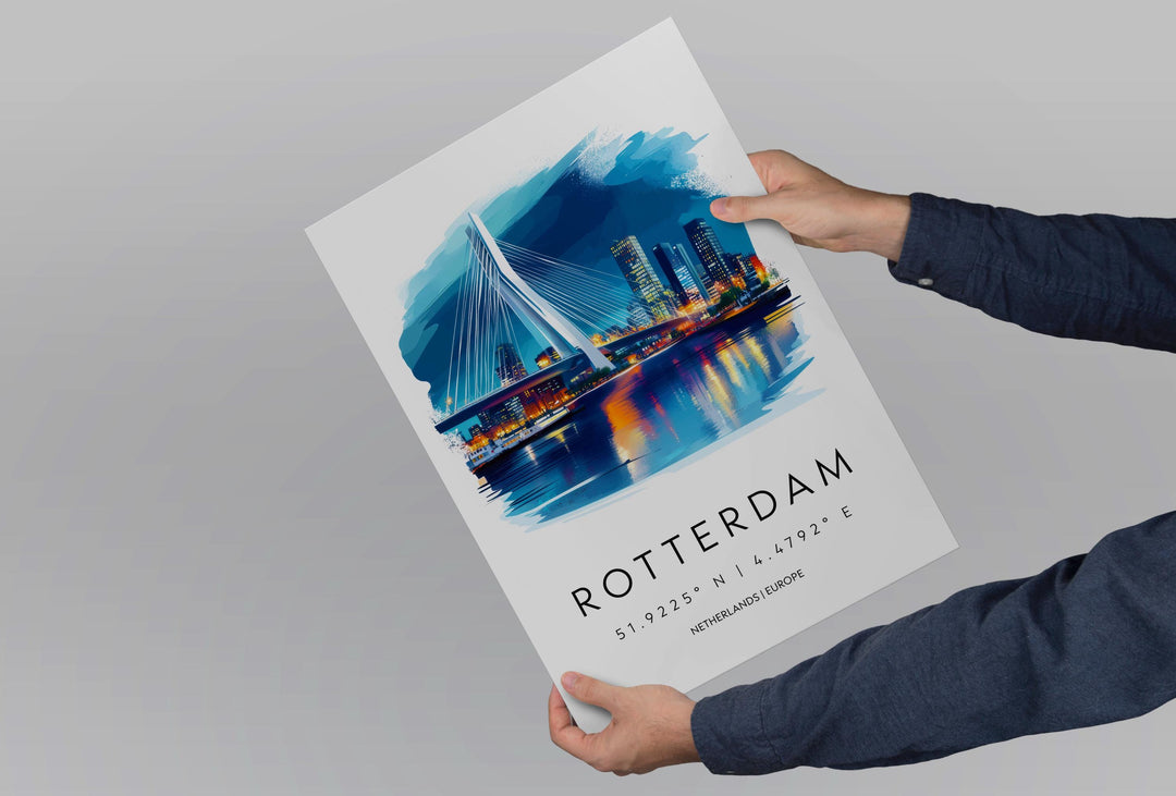 Rotterdam Watercolor Poster Wall Art Rotterdam Wall Decor Home Décor Rotterdam Gift Netherlands Art Lover Gift, Travel Souvenir Print
