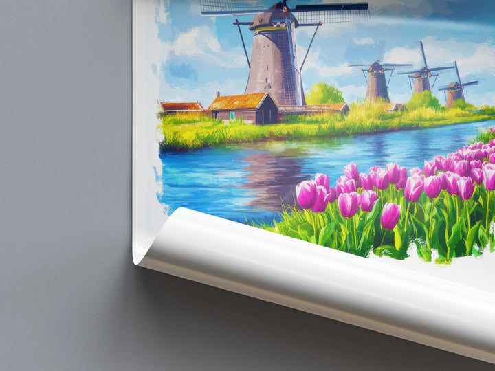 Kinderdijk Watercolor Poster Wall Art Kinderdijk Wall Decor Home Décor Kinderdijk Gift Netherlands Art Lover Gift, Travel Souvenir Print