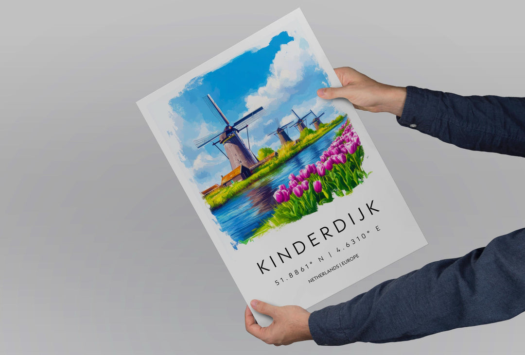 Kinderdijk Watercolor Poster Wall Art Kinderdijk Wall Decor Home Décor Kinderdijk Gift Netherlands Art Lover Gift, Travel Souvenir Print